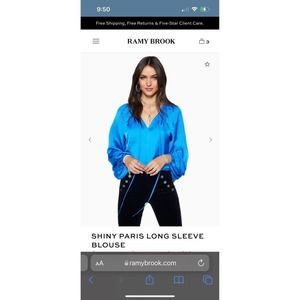 NWT Ramy Brook Paris Blouse Blue Lapis Top M Retail $345